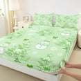thumbnail image 3 of jejeloiu Cartoon Xmas Snowmen Queen Sheet Sets,Merry Christmas Flat Sheet,Green Bowknot Bow Queen Fitted Sheet For Childrem,Ultra Soft Home Decor,4 Pieces, 3 of 7