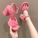 thumbnail image 2 of ¡Novedad de 2022! Zapatos gruesos de tacón alto con plataforma de alta calidad para mujer, sandalias elegantes con correa en el tobillo para fiesta de verano para mujer, zapatos 40 Gao Jinjia LED, 2 of 2