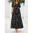 thumbnail image 3 of PRETTYGARDEN Women's Summer Maxi Dress Resort Wear Boho Floral V Neck Puff Short Sleeve Ruffle Flowy Beach Long Dresses, 3 of 7