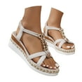 thumbnail image 2 of Mostsola Wedge Sandals for Women Summer Casual Bohemian Beach Rhinestone Platform Slingback Shoes, 2 of 8