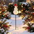 thumbnail image 4 of Solar Snowman Christmas Garden Stake Metal Outdoor Holiday Yard Decor with Warm LED Lantern for Lawn Pathway Winter Xmas Gift 32.08In, 4 of 7