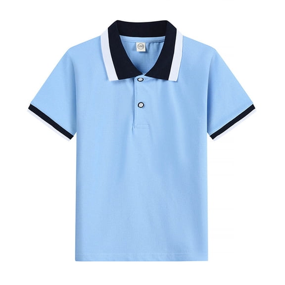 Boys Short Sleeve T Shirt Solid Color Casual Top Kids Youth School Tee Clothes