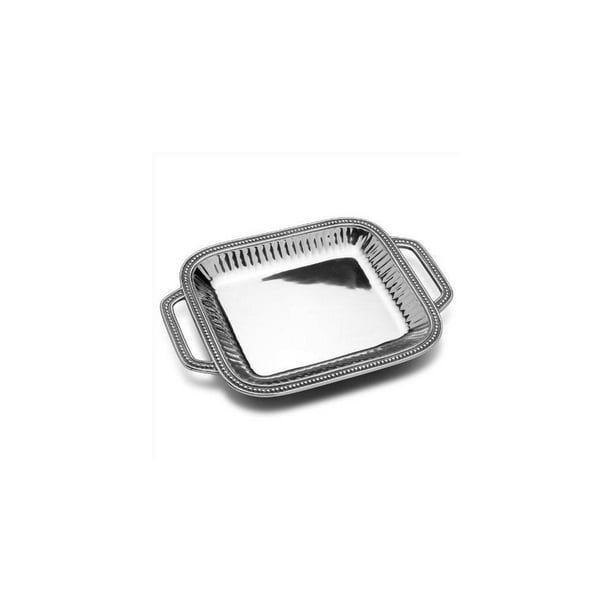 Wilton Armetale Flutes and Pearls Rectangular Serving Tray with Handles, 18Inchby12Inch