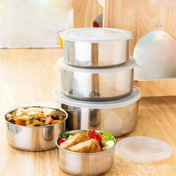 5 Pcs Stainless Steel Bowls Set Bowls for Kitchen Mixing Bowls with Lids Serving Bowls Rice Bowls Food Storage Containers with Lids Food Storage Kitchen Essentials Dinner Kitchen Set