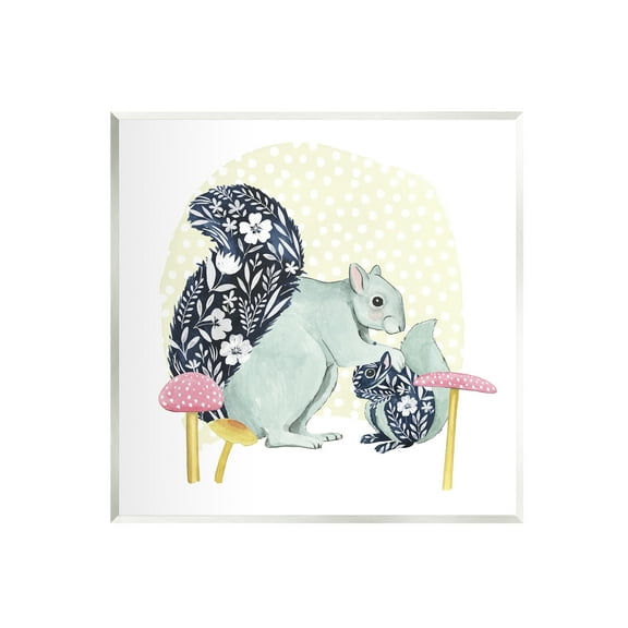 Stupell Industries Floral Squirrels & Mushrooms Animals & Insects Painting Unframed Art Print Wall Art