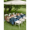 thumbnail image 5 of 60x84 Inch Outdoor Tablecloth with Umbrella Hole Zipper Rectangle Navy Blue Brown Rectangular Tablecloths Outside Waterproof Rustic Farmhouse Dog Paw Vintage Patio Table Cloth Cover for Picnic Party, 5 of 8