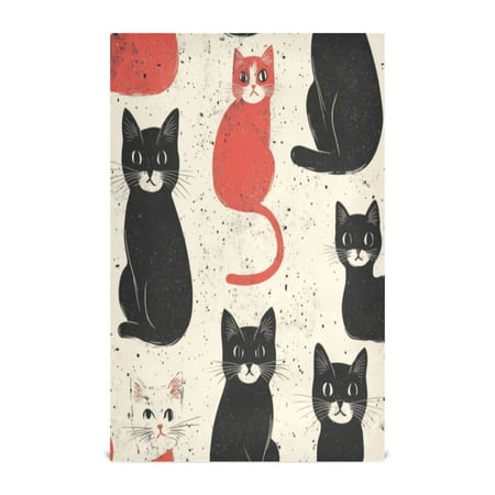 

Kitchen Towel 28x18 Inches x1，Plate Towel Decorative Towel Napkin Tea Towel Tea Towels For Kitchen Dish Cloths & Dish Towels Black Cat and Red Cat