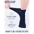 thumbnail image 4 of HUGH UGOLI Men's Cotton Diabetic Ankle Socks, Wide, Loose and Stretchy, Seamless Toe & Non Binding Top, Semi Cushion, 3 Pairs, Melange Grey/Navy Blue/Light Grey, Shoe Size: 8-11, 4 of 7