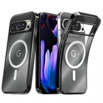 Case for Google Pixel 9 Pro XL - Shockproof Protection Yellowing Resistant Basic Phone Case Compatible with Magsafe Base for Google Pixel 9 Pro XL - Clear and Black