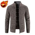 thumbnail image 3 of Suéter de punto con cremallera para hombre, ropa a cuadros, cárdigan, sudaderas con capucha, cremallera, grueso, invierno, rojo, tops, jerséis, casuales, elegantes, baratos y calientes, 3 of 5