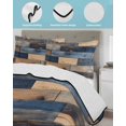 thumbnail image 4 of Quilts Twin XL Size, Navy Blue Brown Wood Soft Comforter Bedding Set for Bed, Farmhouse Vintage Wooden Lightweight Quilted Bedspread with Pillow Cover(2 Pieces) for All Season, 68x98 Inch, 4 of 6