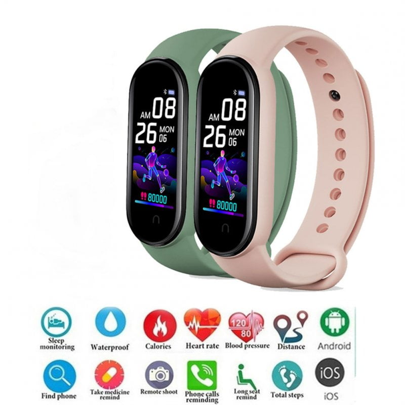 M5 Smart Watch Waterproof Heart Rate Blood Pressure Monitor Fitness Sports Smart Band Compatible For Ios Android black Walmart