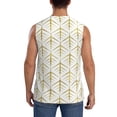 thumbnail image 4 of Goofa White And Gold Geometry Printed Men's Sleeveless T-Shirt - Athletic Gym Workout Tank Top for Men - Moisture-Wicking, UPF 30+ Quick-Dry Muscle Tee-X-Large, 4 of 8