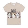thumbnail image 4 of Ruiwill Toddler Boys Shirts Size 1-2 Years Crew Neck Short Sleeve Cute Cat Print Tshirts Summer Dailywear Casual Breathable Kids T-Shirts Beige, 4 of 4