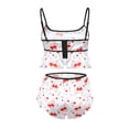 thumbnail image 3 of Gibobby Pijamas para mujer Sexy sin mangas Tops conjunto corto Lencería ropa de casa conjunto de cómodo pijama conjunto ropa de dormir amor impreso conjunto(Blanco,XL), 3 of 5