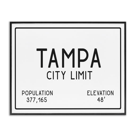 Stupell Industries Shabby Chic Tampa City Limit Black Framed Giclee Art, 20 x 16, by Lil' Rue