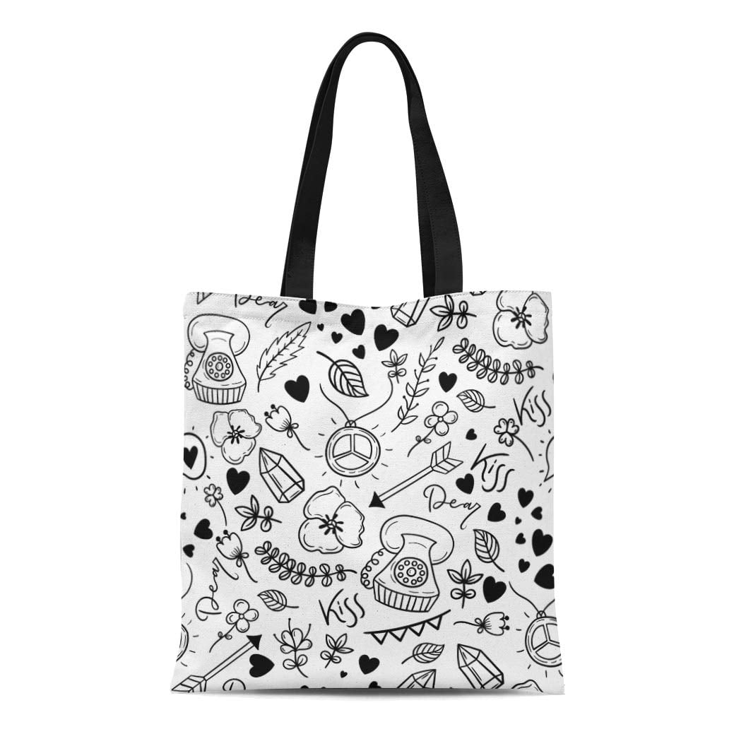 Sidonku Canvas Tote Bag Colorful Key Doodle Girly Party and Celebration Clipart Lineart Reusable Shoulder Grocery Shopping Bags Handbag, Women's, Size