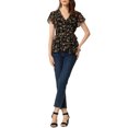 thumbnail image 2 of MODA NOVA Wrap Tops for Juniors Floral Printed V Neck Slit Sleeve Tie Waist Peplum Blouse, 2 of 5