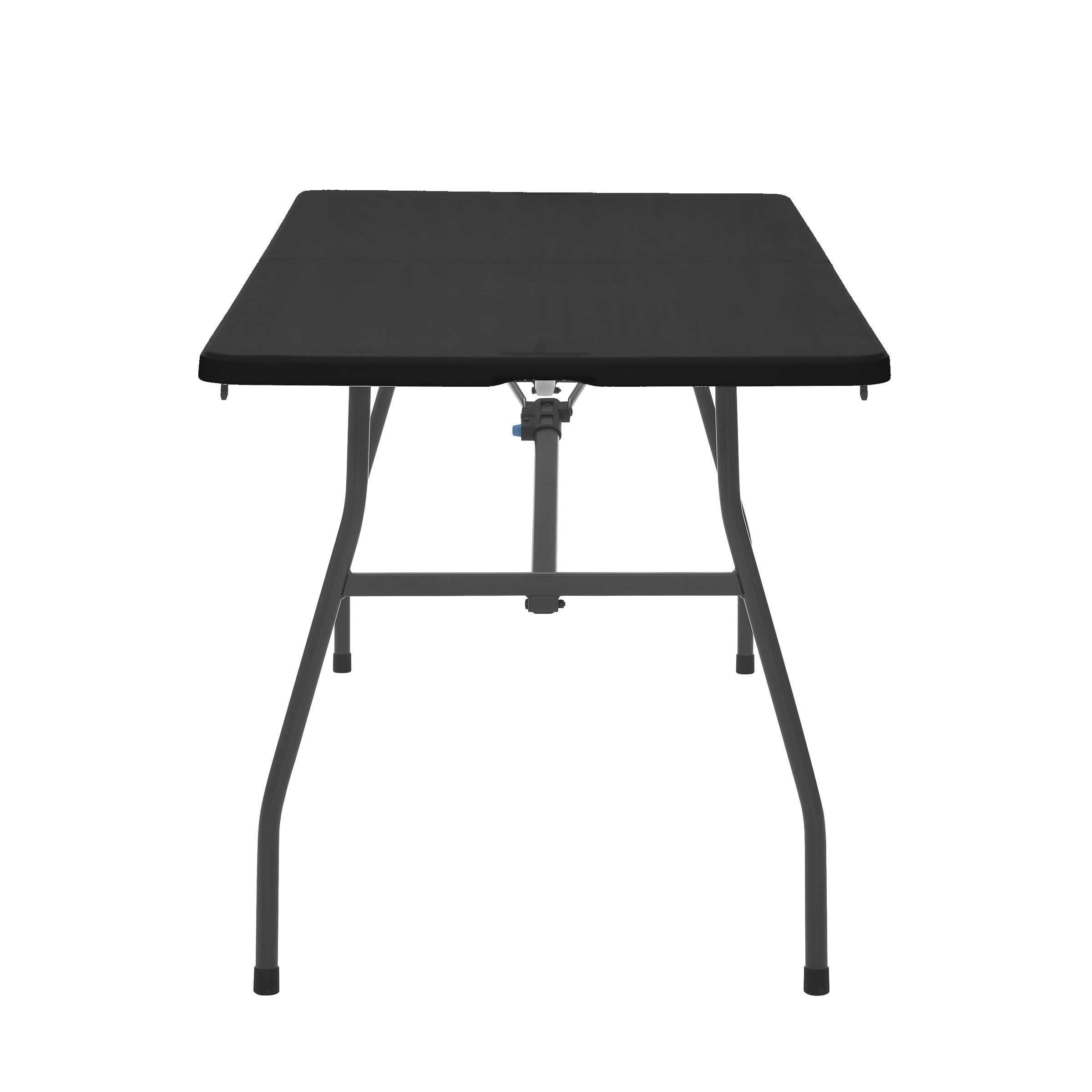 Mainstays Black 6 Foot Fold-in-Half Plastic Table, Indoor Outdoor, Scratch Resistant, Stain & UV Damage, Built-in Carry Handle