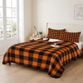 thumbnail image 2 of King Quilt Set 96''x106'', Black Orange Plaid Lightweight Summer Bedspread Coverlet Set with 2 Pillow Shams, Farmhouse Buffalo Check Gingham Breathable All Season Quilt Bedding for Bedroom/Guest Room, 2 of 9