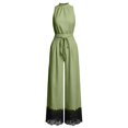thumbnail image 3 of XinghaiYIDE One Piece Jumpsuit for Women Halter Sleeveless Belted Wide Leg Lace with Pockets Casual Dressy Romper, 3 of 6
