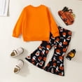 thumbnail image 2 of DOPI Baby Girl Halloween Clothes Toddler Long Sleeve Pumpkin Sweatshirt T-Shirt Bell-Bottom Pants Outfits, 2 of 7