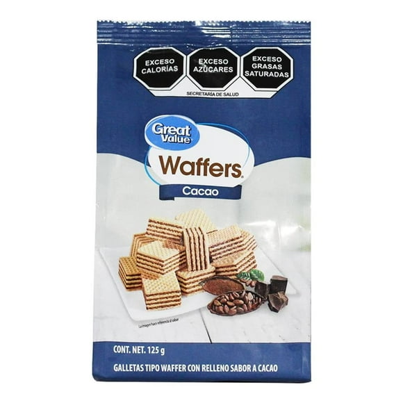 Galletas tipo waffer Great value Cacao 125 gr