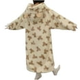thumbnail image 4 of Tnhcen Women's Wintry Fluffy Bear Print Hooded Sleep Robe - Pockets Button-Front Plus Size Pajamas Loungewear (M-2XL), 4 of 9