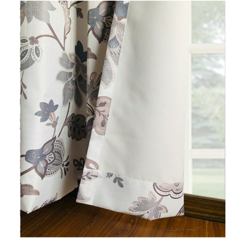 Mainstays Blackout Window Curtain Panel, Set of 2, 37 x 84, Neutral Floral  
