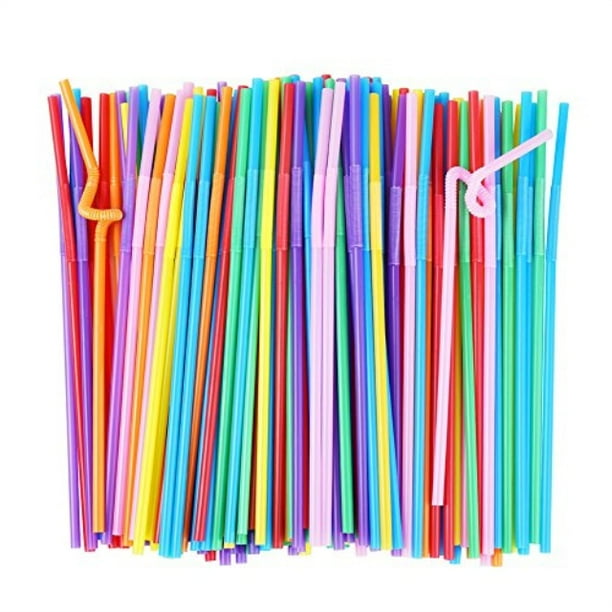 alink flexible plastic drinking straws, extra long disposable bendy