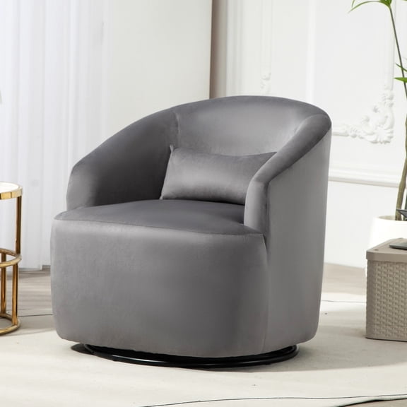 US Pride Furniture Modern Velvet Upholstered Swivel Accent Chair Grey