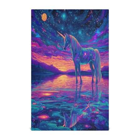 Qxltty Unicorn Horse Kitchen Towels 28 x 18 Inch Soft Cotton Linen Feel Dish Towels with Hanging Loop for Drying Cleaning & Decor