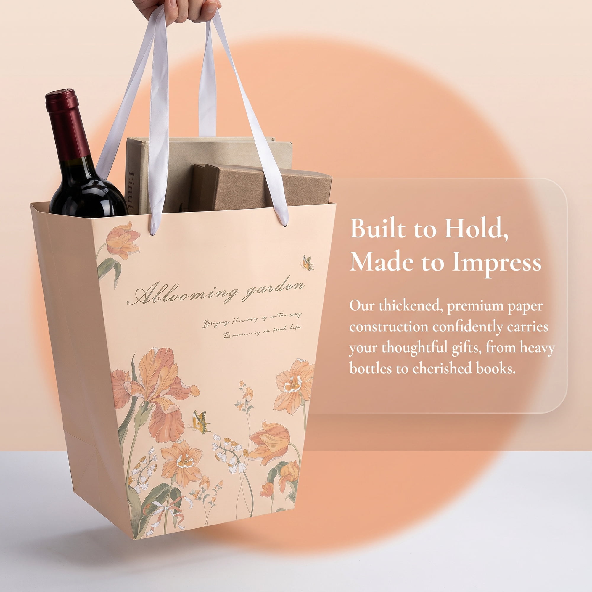 Unique Bargains Thick Totes for Gifts with Comfortable Handles Apricot 11.8" x 9.8"x 13.8"