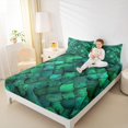 thumbnail image 4 of jejeloiu Fish Scales Queen Sheet Sets,Ocean Animal Mermaid Flat Sheet,Green Retro Print Queen Fitted Sheet For Teens,Ultra Soft Home Decor,4 Pieces, 4 of 7