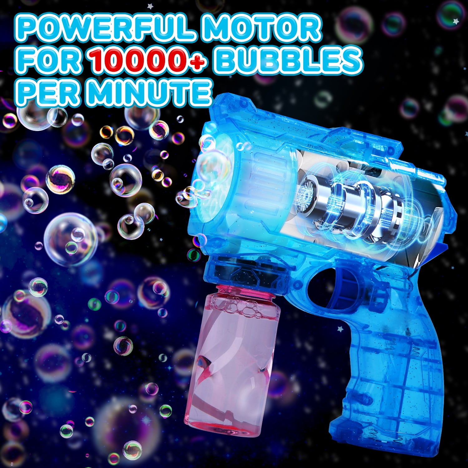 JoyStone 3 Pack Bubble Machine for Kids, Automatic Light Up Bubble Blower with 3 Bottles 20 Bags Refill Solution, Bubble Blaster Bubble Toys for Boys & Girls