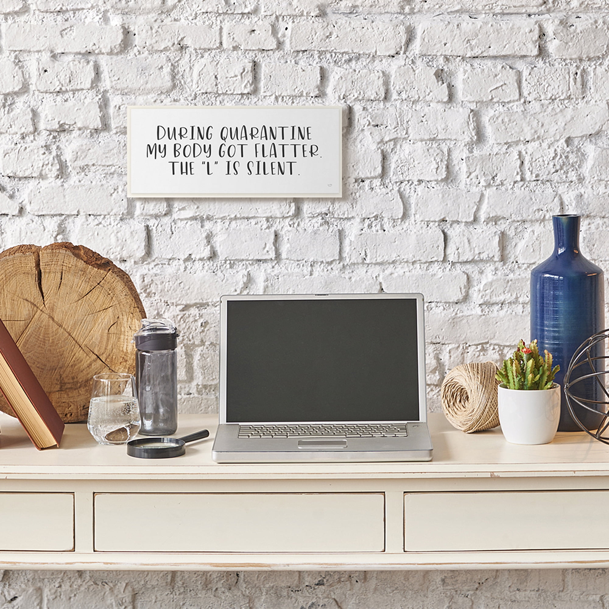 Stupell Industries Quarantine Body Weight Humor with Silent Letter Wall Plaque by LUX + Me Designs