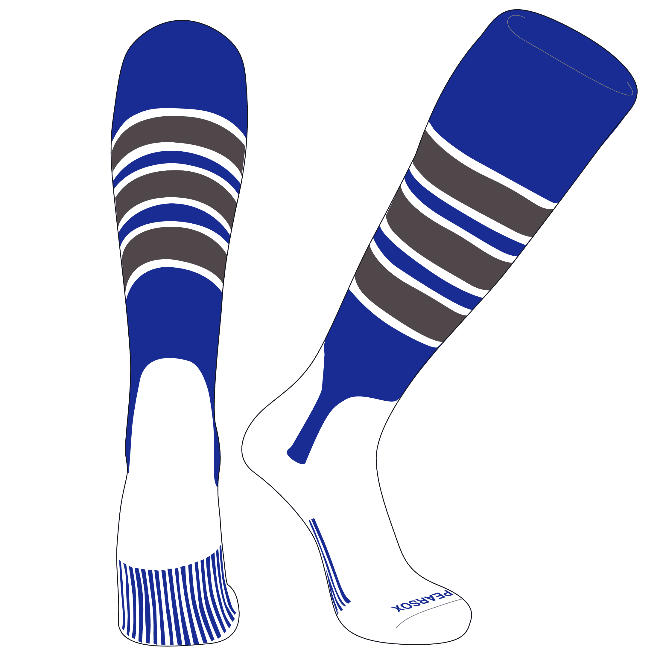 PEAR SOX OTC Baseball Softball Stirrup Socks (C, 5in) Royal, White, Graphite (M)