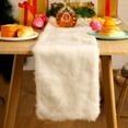 thumbnail image 1 of Christmas Table Runner 11 x 68 Inch Snowy White Faux Fur Christmas Table Runner Faux Fur Table Runner For Christma Table Decoration, 1 of 6