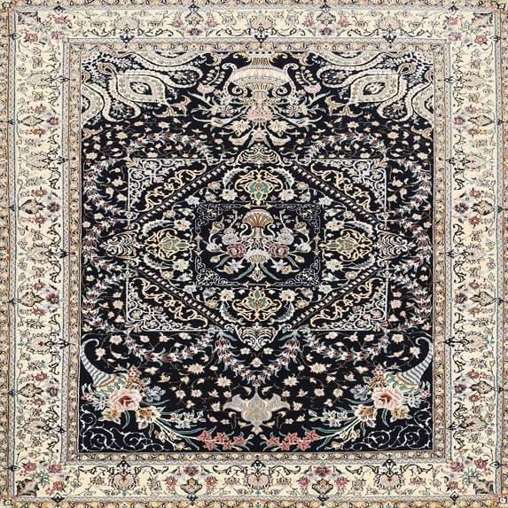 Ahgly Company Indoor Square Traditional Taupe Brown Persian Area Rugs, 6' Square