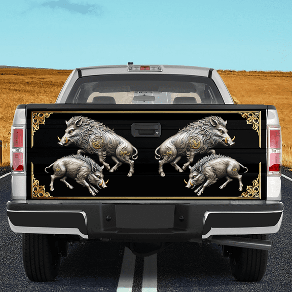 Lotusprinthandmade Love Pig Animal 3D Tailgate Wrap 2 Sizes (24"x58"), Animal Graphic Tailgate Wrap