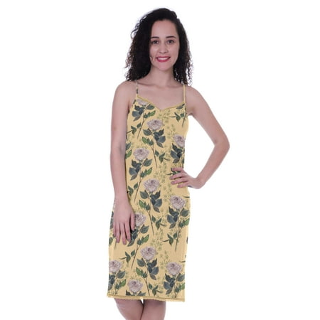 

Moomaya Printed Spaghetti Strap Nightgown For Womens Lace V-Neck Sleepwear Nightdress