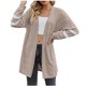 thumbnail image 1 of Cárdigan Umfun para mujer, liso, largo, tejido a rayas, con estampado, para vestidos, tops, ligero, con dobladillo alto y bajo, manga larga, color caqui, talla XL, 1 of 5