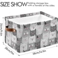 thumbnail image 3 of Large Foldable Storage Bin Funny Grey Cats Fabric Storage Baskets Collapsible Decorative Baskets Organizing Basket Bin with PU Handles for Shelves Home Closet Living Room-2Pack Decor Gifts, 3 of 7