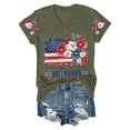 thumbnail image 5 of T Shirts for Women Gsakboxl Women V Neck Patriotic T-Shirt, 4th Of July USA 250th Anniversary American Flag Floral Graphic Print Short Sleeve Casual Holiday Tops Womens Blouses XL, 5 of 8