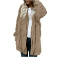 thumbnail image 2 of jsaierl Womens Fuzzy Hooded Cardigan Coat Winter Double Fleece Open Front Jacket Coat Plush Warm Plus Size Outwear, 2 of 5