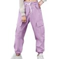 thumbnail image 4 of Weardear Women's Cotton Cargo Pants Elastic Waist Drawstring Pants Casual Joggers with Pockets, 4 of 6