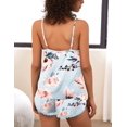 thumbnail image 3 of Ekouaer Pajama Sets For Women 2 Piece Silk Lingerie Sleepwear Satin Cami Pj Shorts Set Soft Nightwear Blue Floral, 3 of 5