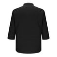 thumbnail image 6 of SYMOID Men's Black Size L Wrinkle-Resistant Stretch Mandarin Collar Three-Quarter Sleeve Casual Shirt - Quick-Drying, Easy Care for Travel & Daily Wear, 6 of 7
