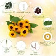 Sunflower Fabric Ribbons DIY Craft Kit with a Variety of Accessories - Fabric Ribbons DIY Craft Kit Sunflower for Mom Mothers Day Birthday Anniversary Christmas Valentine Gifts (Yellow)