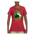 thumbnail image 2 of Catzilla Parody Taking Over City | Womens Cat Lover Graphic T-Shirt, Red, Medium, 2 of 3